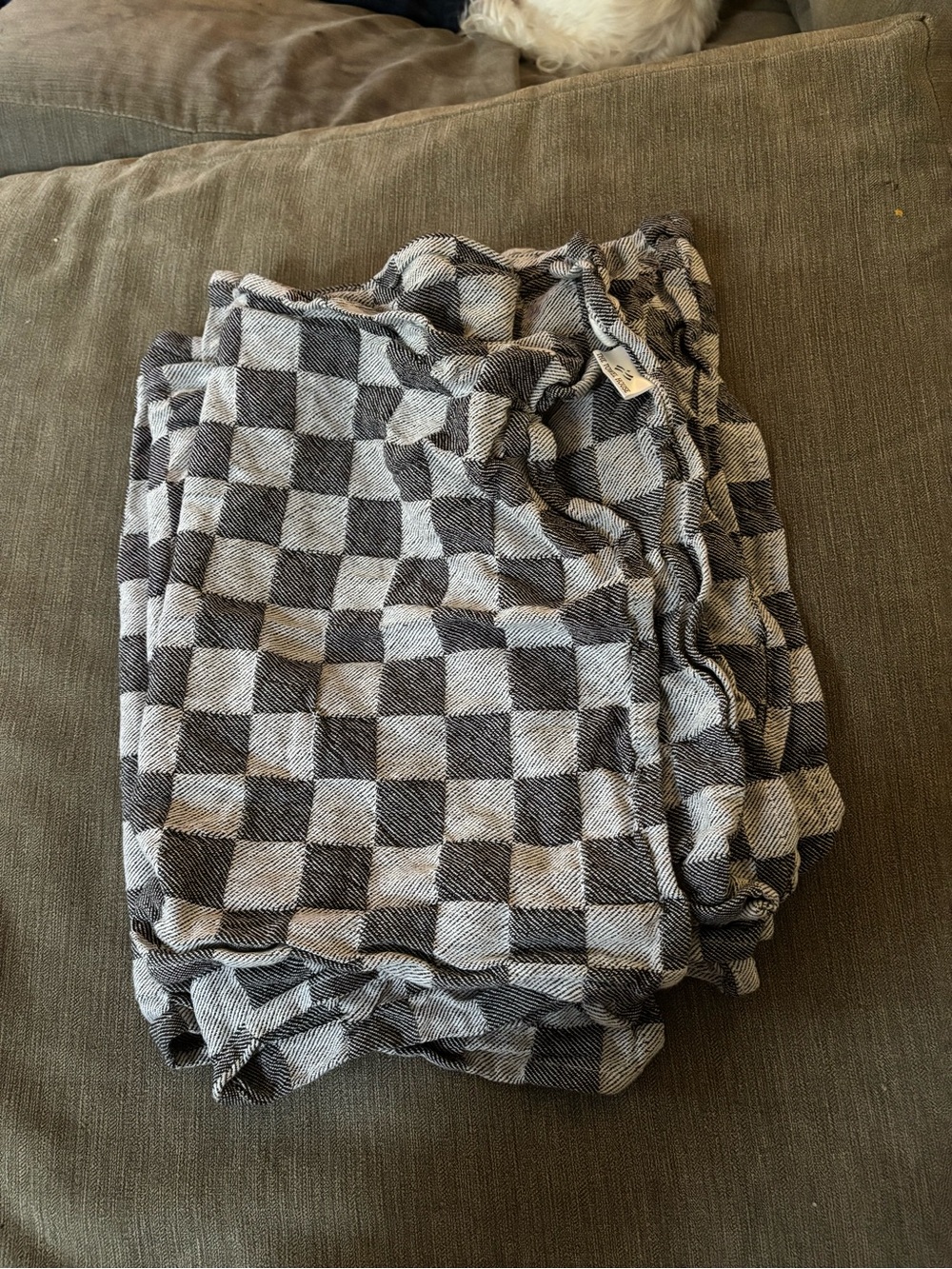 Checkerboard Knit dish towels - Black & gray lot of 6